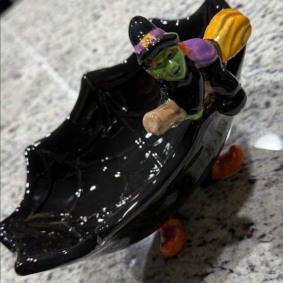Vintage Halloween Witch Spiderweb Candy Bowl. New condition. - Picture 3 of 10
